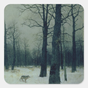 Holz im Winter 1885 Quadratischer Aufkleber