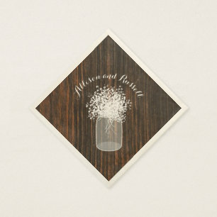 Holz Inspiriert Mason Jar Gipskraut Hochzeit Serviette