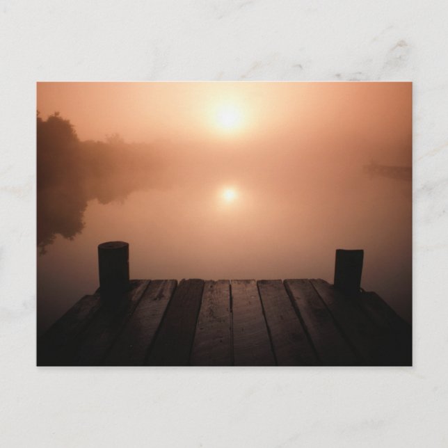 Holz Jetty am See bei Sonnenuntergang | New Orlean Postkarte (Vorderseite)