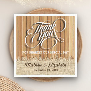 Holz Jute Hochzeit Danke Serviette