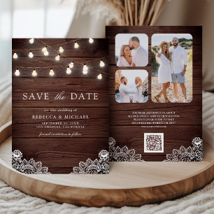 Holz-Lace-Lichterkette Foto QR-Code Hochzeit Save The Date