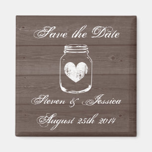 Holz Land Chic Mason Glas Save-the-Date-Magnete Magnet