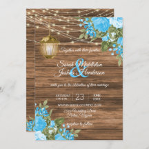 Holz, Laternen und Baby Blue Blume Wedding