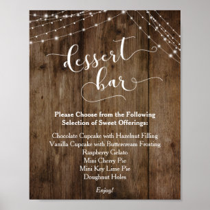 Holz & Lights Dessert Bar Wedding Empfang Zeichen Poster