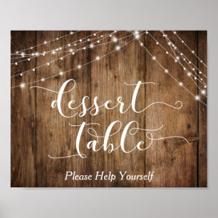 Holz- & Lights Dessert Tischkalligrafie-Zeichen Poster