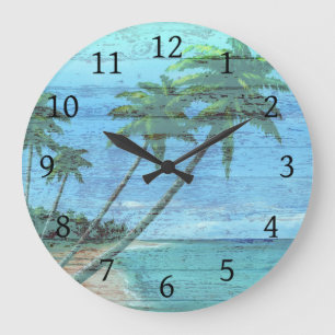 Holz Look Beach Ocean Design 182 Große Wanduhr