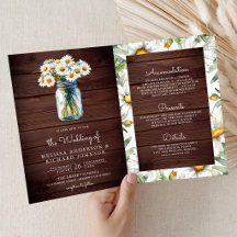 Holz-Margeriten-Blumen-Mason-Glas-QR-Code-Hochzeit