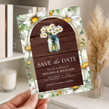 Holz-Margeriten-Mason-Glas-Hochzeit Termin vormerk