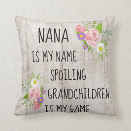 Holz mit rosa, Lila Blütennana/Großmutter Kissen