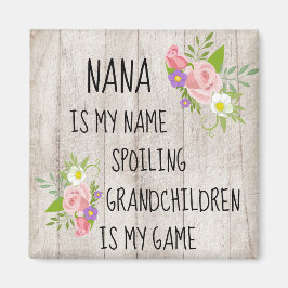 Holz mit rosa, Lila Blütennana/Großmutter Magnet