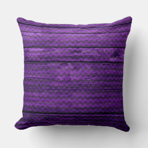 Holz mit violettem Chevron-Muster Kissen