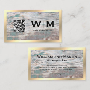 Holz   Monogramm   QR-Code Visitenkarte