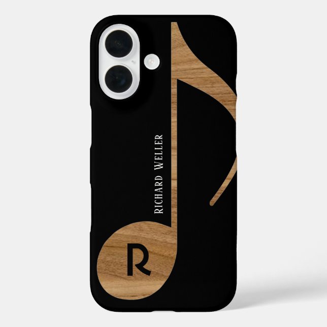 Holz-Musiknote mit Individuelle Name Case-Mate iPhone Hülle (Rückseite)