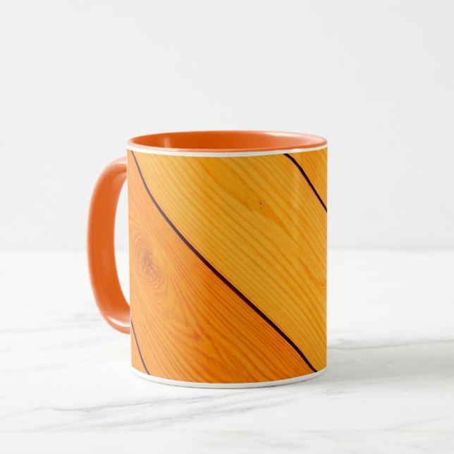 Holz Muster orange Kaffee Tasse (Vorderseite Links)