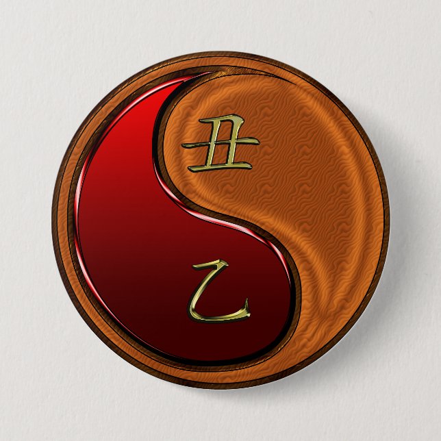 Holz Ochse Button (Vorderseite)