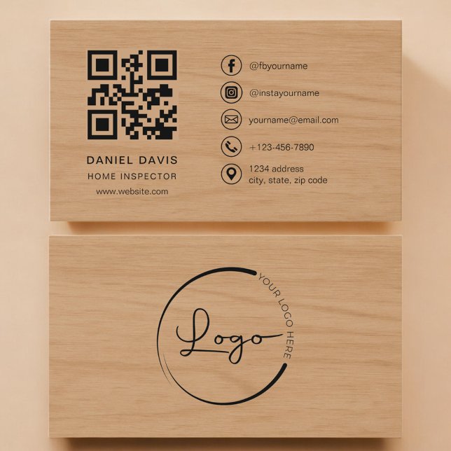 Holz- QR-Code für Hausinspektoren Profi Visitenkarte (Von Creator hochgeladen)