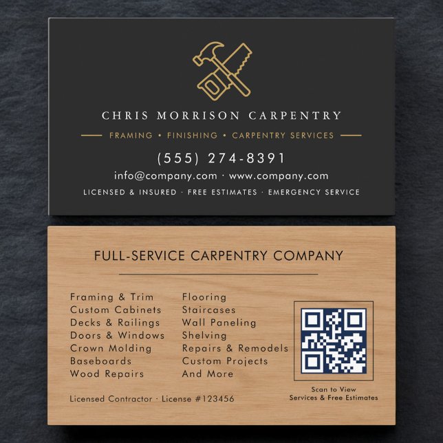 Holz-QR-Code-Tischlerei-Tischler-Service Visitenkarte (Von Creator hochgeladen)
