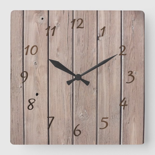Holz Quadratische Wanduhr (Vorderseite)