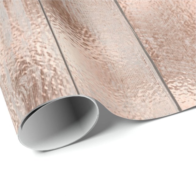 Holz Rose Gold Hütte Hochzeit Bridal Pink Geschenkpapier (Rolleneckpunkt)
