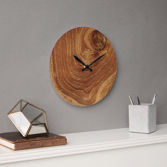 Holz Rustikaler Teakholz Textur Holz Getreide Foto Große Wanduhr (Büro)
