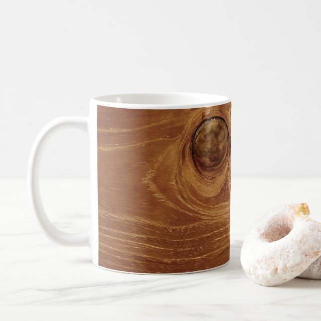 Holz Rustikaler Teakholz Textur Holz Getreide Foto Kaffeetasse (Mit Donut)