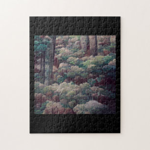 Holz-Schattenkunst grün und braun Puzzle