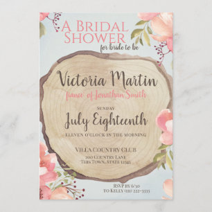 Holz Slice Floral Brautparty Einladung