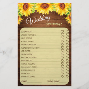 Holz Sonnenblumen Blossom Grüne Brautparty Spiel