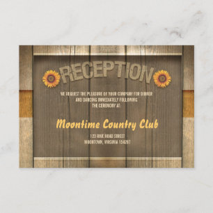 Holz & Sonnenblumen Hochzeitsempfang Begleitkarte