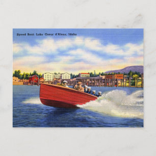 Holz-Speedboot auf dem Lake Coeur d'Alene, Idaho Postkarte