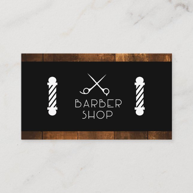 Holz | Stabstahl und Schere Visitenkarte (Vorderseite)