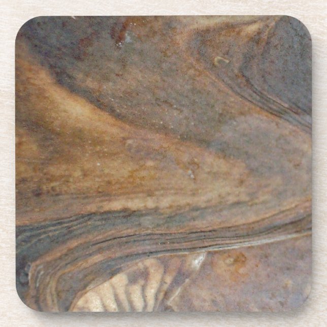 Holz Swirl Brown Tan Polished Untersetzer (Vorderseite)