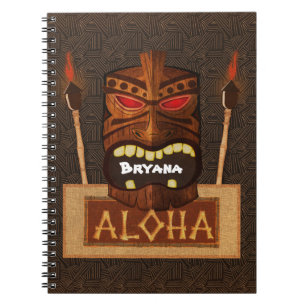 Holz-Tiki-Maske Vintage Retro ALOHA Hawaiian Notizblock
