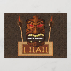 Holz-Tiki-Maske Vintage Retro Luau Sommerparty Einladung