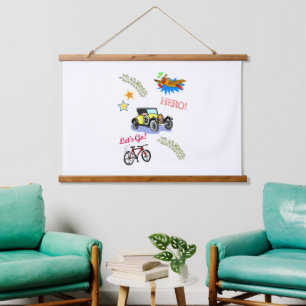 Holz ToppedWall Tapestry Hero Fahrradfahrzeug Flug Wandteppich Mit Holzrahmen