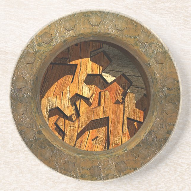 Holz Uhrwerk Getränkeuntersetzer (Vorne)