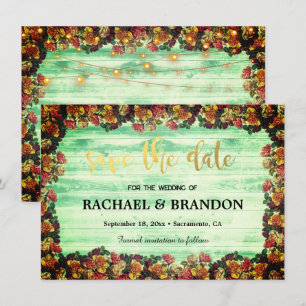 Holz und Blume rustikal Save the Date Vintag