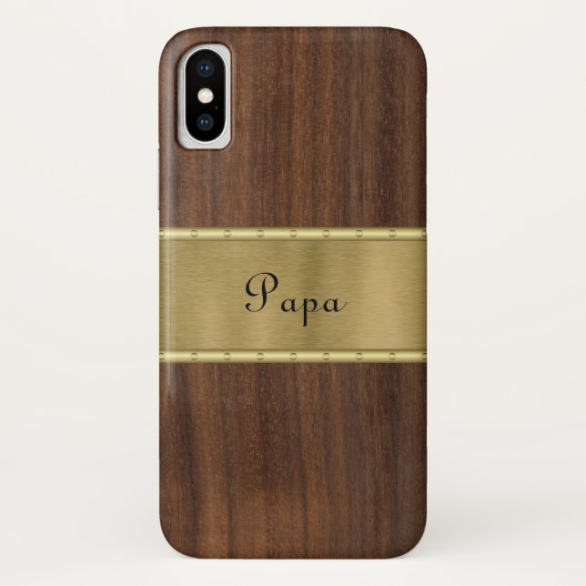 Holz und Gold personalisieren Case-Mate iPhone Hülle (Rückseite)