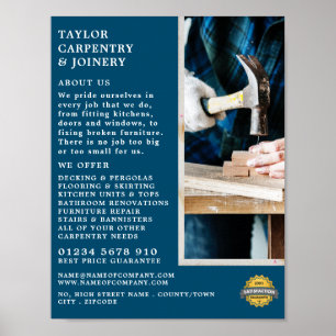 Holz und Hammer, Tischlerei, Tischlerwerbung Poster