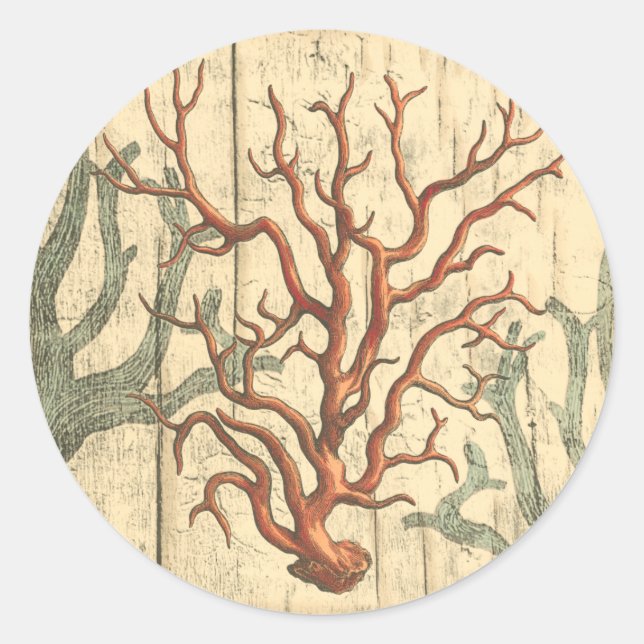 Holz und kleine Korallen Runder Aufkleber (Vorderseite)