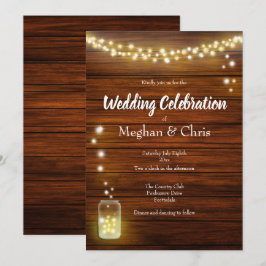 Holz und Licht Rustikales Land Hochzeit Einladung