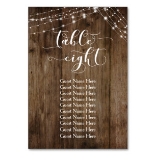 Holz- und Lichtentisch Acht mit Gästekarte Tischnummer