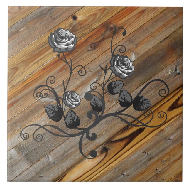 Holz und Rose Fliese (Vorderseite)