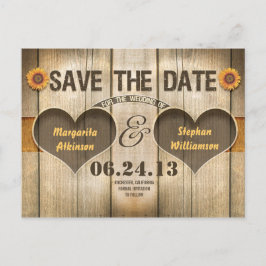 Holz und Sonnenblumen Save the Date Einladungen