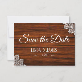 Holz und Spitzen Rustikale Hochzeit Speichern Sie Save The Date