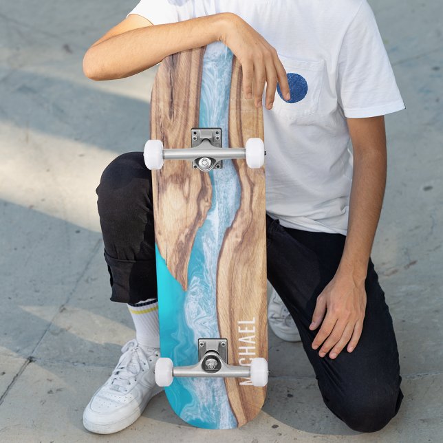 Holz- und Wasserart - Personalisierter Name Skateboard (Von Creator hochgeladen)