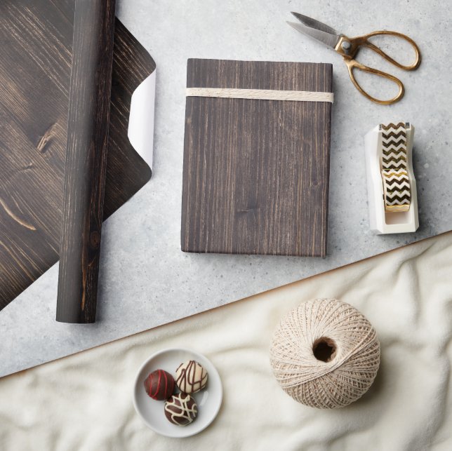 Holz verbrannt dunkelbraunes Holzkorn rustikal chi Geschenkpapier (Kunsthandwerk)