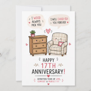 Holz wählt dich immer lustige 17. Hochzeitstagskar Dankeskarte