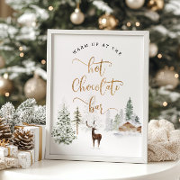 Holz wärmen bei heißem Schokolade Bar Poster auf