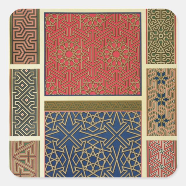Holzabteilungen und -grenzen, von "arabischer Kuns Quadratischer Aufkleber (Vorderseite)